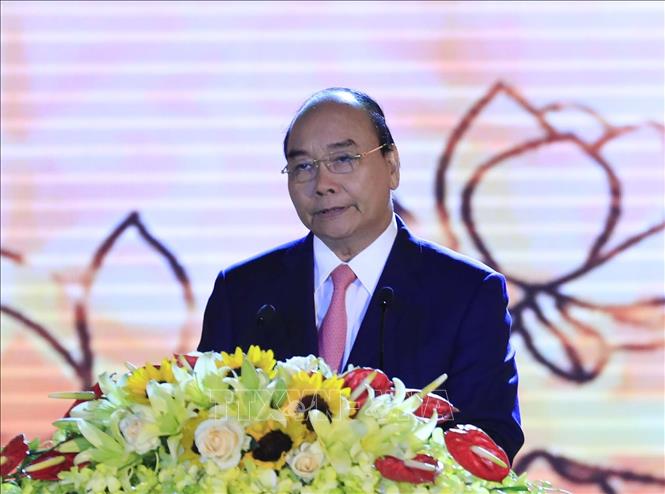 Trong ảnh: Thủ tướng Nguyễn Xuân Phúc phát biểu tại lễ kỷ niệm. Ảnh: Thống Nhất- TTXVN

