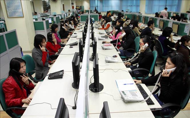 Trong ảnh: Công ty Viễn thông Quân đội (Viettel Telecom) có 4 trung tâm chăm sóc khách hàng đặt tại Hà Nội, Hải Phòng, Đà Nẵng và thành phố Hồ Chí Minh. Ảnh: Minh Tú-TTXVN