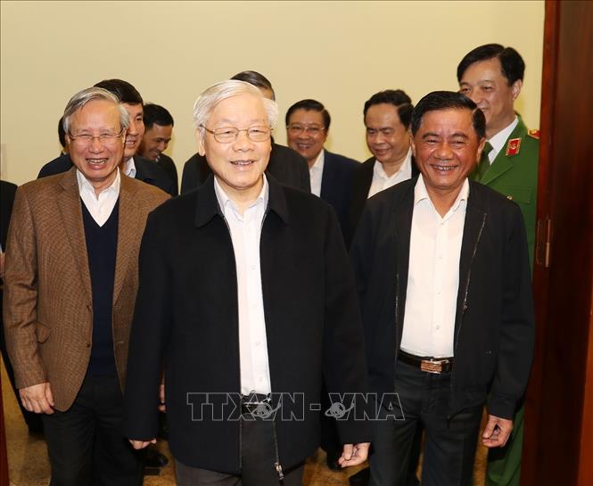 Trong ảnh: Tổng Bí thư, Chủ tịch nước Nguyễn Phú Trọng đến dự phiên họp. Ảnh: Trí Dũng – TTXVN