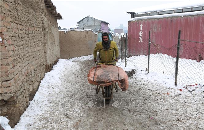 Trong ảnh: Người dân làm việc trong thời tiết giá lạnh ở Kabul, Afghanistan, ngày 13/1/2020. Ảnh: THX/ TTXVN