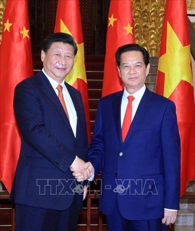Trong ảnh: Thủ tướng Nguyễn Tấn Dũng hội kiến Tổng Bí thư, Chủ tịch Trung Quốc Tập Cận Bình thăm cấp Nhà nước Việt Nam, ngày 5/11/2015. Ảnh: Thống Nhất - TTXVN