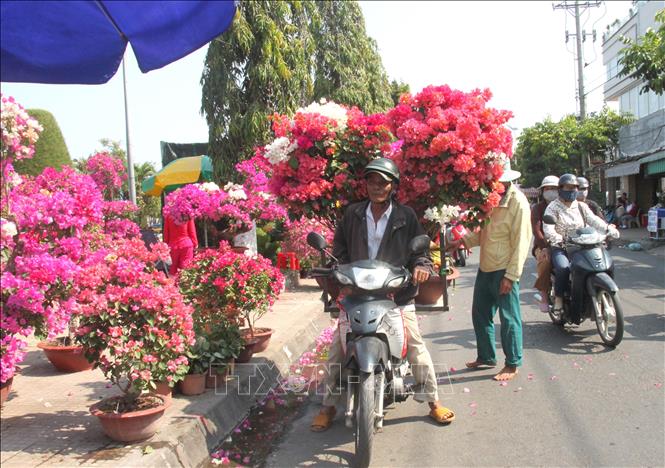 Dịch vụ chở hoa thuê. Ảnh: Lê Thúy Hằng-TTXVN