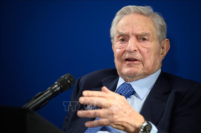 Trong ảnh: Tỷ phú Mỹ George Soros phát biểu tại Diễn đàn Kinh tế thế giới (WEF) ở Davos, Thụy Sĩ ngày 23/1/2020 ngày 23/1/2020. Ảnh: AFP/TTXVN