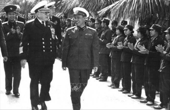 Trong ảnh: Lễ đón Đô đốc Sergey Gorshkov, Tổng Tư lệnh Hải quân Liên Xô thăm Việt Nam, tháng 12/1979. Ảnh: Tư liệu/TTXVN phát