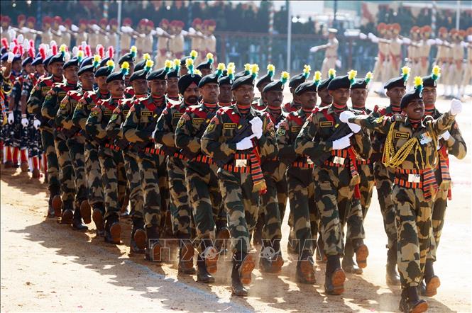 Trong ảnh: Binh sĩ Ấn Độ tham gia lễ duyệt binh kỷ niệm Ngày Cộng hòa lần thứ 71 tại New Delhi ngày 26/1/2020. Ảnh: THX/TTXVN