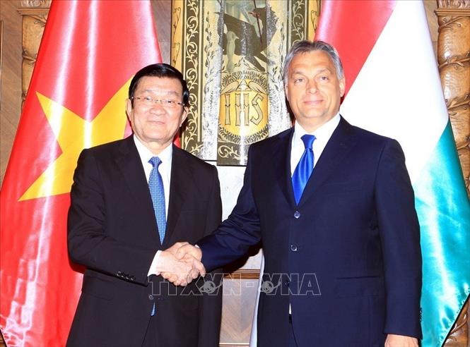 Trong ảnh: Chủ tịch nước Trương Tấn Sang gặp Thủ tướng Hungary Viktor Orbán tại Nhà Quốc hội Hungary (16/9/2013). Ảnh: Nguyễn Khang - TTXVN