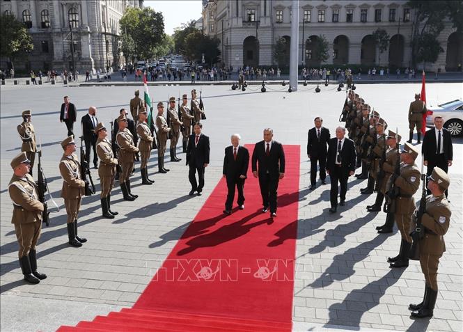Trong ảnh: Thủ tướng Viktor Orbán chủ trì Lễ đón Tổng Bí thư Nguyễn Phú Trọng thăm chính thức Hungary (10/9/2018). Ảnh: Trí Dũng - TTXVN