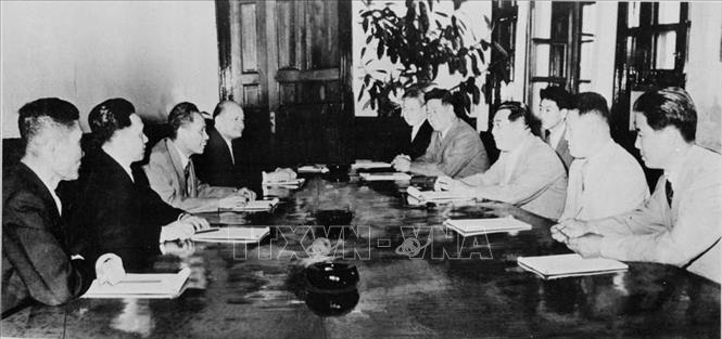Trong ảnh: Ngày 17/6/1961, Thủ tướng Phạm Văn Đồng hội đàm với Thủ tướng Kim Nhật Thành ở Bình Nhưỡng, trong khuôn khổ chuyến thăm hữu nghị chính thức CHDCND Triều Tiên. Ảnh: TTXVN