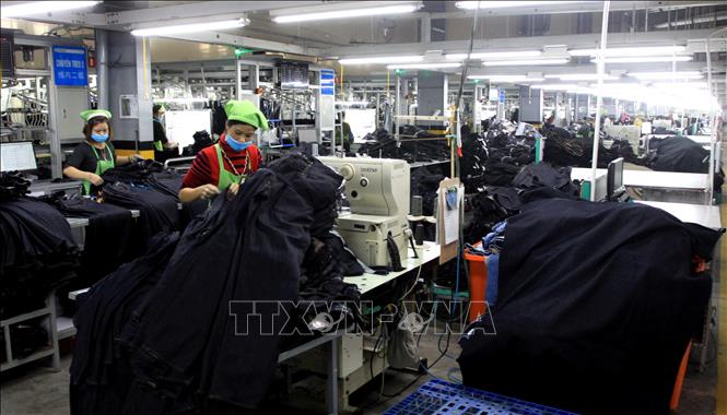 Trong ảnh: Công nhân sản xuất các sản phẩm tại Công ty TNHH may Texhong. Ảnh: Thế Duyệt – TTXVN 