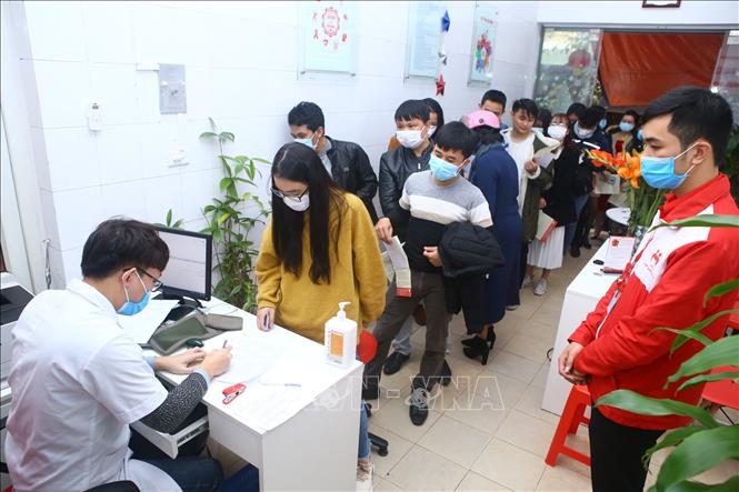 Trong ảnh: Phòng khám, xét nghiệm trước khi hiến máu tình nguyện tại điểm hiến máu cố định 26 Lương Ngọc Quyến (Hoàn Kiếm, Hà Nội). Ảnh: Minh Quyết - TTXVN