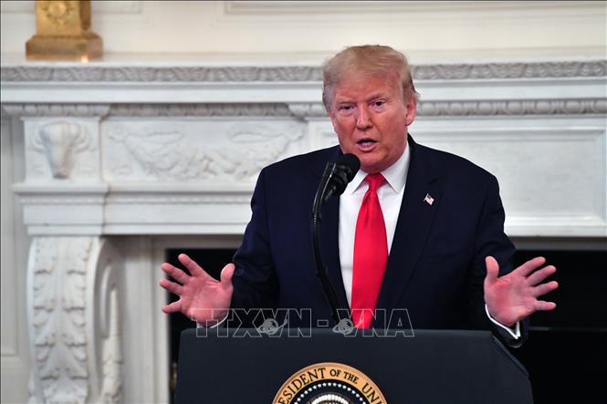 Trong ảnh: Tổng thống Mỹ Donald Trump phát biểu tại cuộc họp ở Washington, DC ngày 10/2/2020. Ảnh: AFP/TTXVN