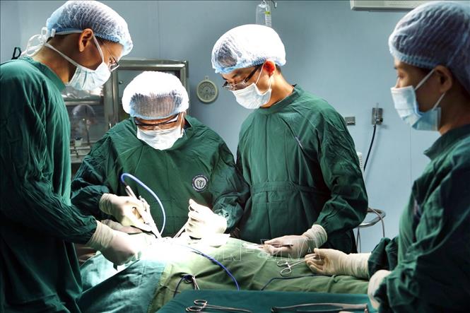 Trong ảnh: Phương pháp phẫu thuật nội soi điều trị các bệnh lý tuyến giáp của Thầy thuốc Nhân dân, PGS.TS Trần Ngọc Lương, Giám đốc Bệnh viện Nội tiết Trung ương tại Hà Nội là Đề tài đạt loại xuất sắc của Chương trình khoa học cấp Nhà nước KC10-15, mở ra một hướng điều trị hiệu quả mới được đánh giá cao, góp phần quan trọng đưa nền y học Việt Nam có vị thế, uy tín trong khu vực và trên thế giới. Ảnh: Dương Ngọc – TTXVN
