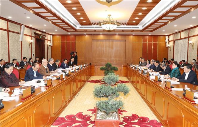 Trong ảnh: Tổng Bí thư, Chủ tịch nước Nguyễn Phú Trọng phát biểu kết luận cuộc họp. Ảnh: Trí Dũng – TTXVN
