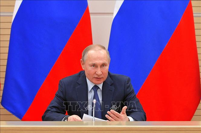 Trong ảnh: Tổng thống Nga Vladimir Putin phát biểu tại cuộc họp ở Moskva ngày 13/2/2020. Ảnh: AFP/TTXVN