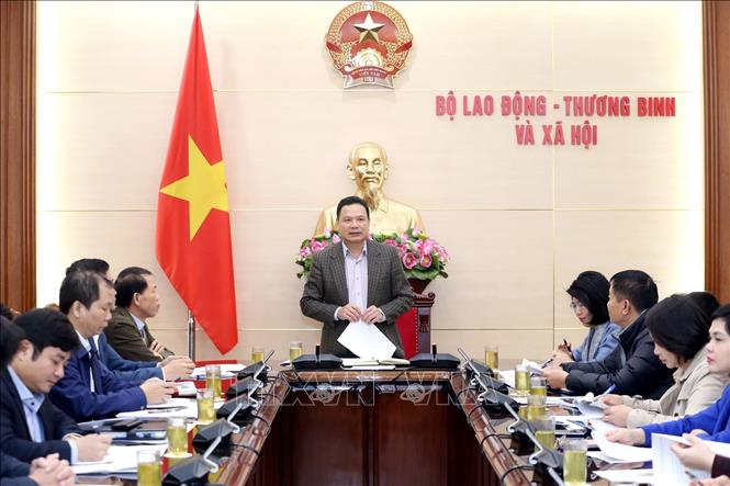 Trong ảnh: Thứ trưởng Bộ Lao động – Thương binh và Xã hội Lê Văn Thanh, thành viên Ban Chỉ đạo Quốc gia phòng chống dịch, Trưởng Ban chỉ đạo của Bộ phát biểu. Ảnh: Anh Tuấn – TTXVN