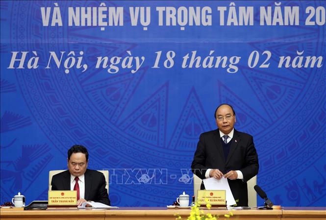 Trong ảnh: Thủ tướng Nguyễn Xuân Phúc phát biểu khai mạc hội nghị. Ảnh: Thống Nhất-TTXVN