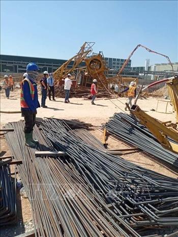 Trong ảnh: Hiện trường vụ tai nạn lao động. Ảnh: Nguyễn Văn Việt - TTXVN