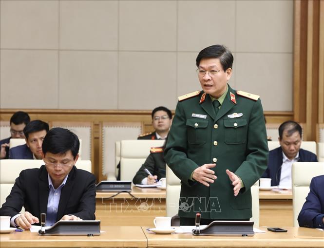 Trong ảnh: Thiếu tướng Nguyễn Xuân Kiên, Cục trưởng Cục Quân y, Bộ Quốc phòng Việt Nam phát biểu tại cuộc họp. Ảnh: Văn Điệp - TTXVN