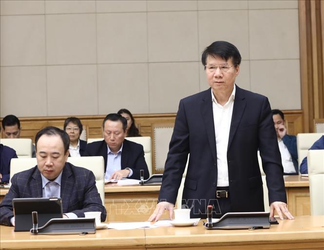 Trong ảnh: Thứ trưởng Bộ Y tế Trương Quốc Cường phát biểu tại cuộc họp. Ảnh: Văn Điệp - TTXVN