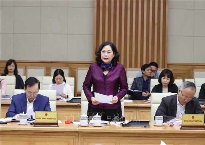 Trong ảnh: Phó Thống đốc Ngân hàng Nhà nước Việt Nam Nguyễn Thị Hồng phát biểu tại phiên họp. Ảnh: Thống Nhất – TTXVN
