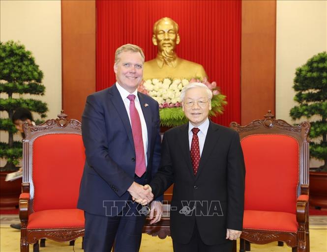Trong ảnh: Chiều 23/7/2018, tại Hà Nội, Tổng Bí thư Nguyễn Phú Trọng tiếp Chủ tịch Hạ viện Australia Tony Smith thăm chính thức Việt Nam. Ảnh: Trí Dũng - TTXVN