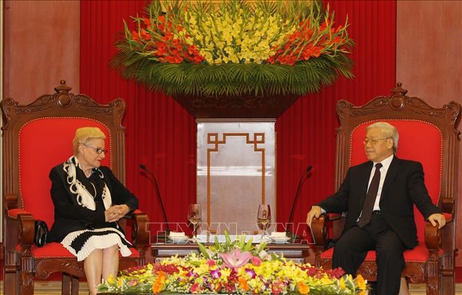 Trong ảnh: Chiều 13/9/2014, tại Hà Nội, Tổng Bí thư Nguyễn Phú Trọng tiếp Chủ tịch Hạ viện Australia Bronwyn Bishop sang thăm chính thức Việt Nam. Ảnh: Trí Dũng - TTXVN