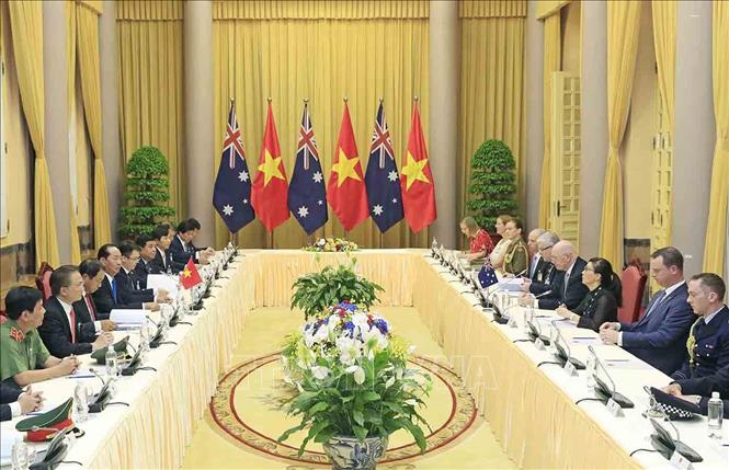 Trong ảnh: Ngày 24/5/2018, Chủ tịch nước Trần Đại Quang hội đàm với Toàn quyền Australia Peter Cosgrove thăm cấp Nhà nước Việt Nam. Ảnh: Nhan Sáng – TTXVN