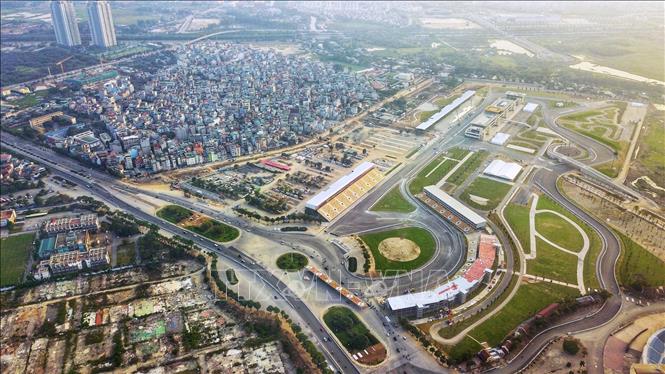 Trong ảnh: Toàn cảnh trường đua F1 tại Hà Nội. Ảnh: Thành Đạt - TTXVN