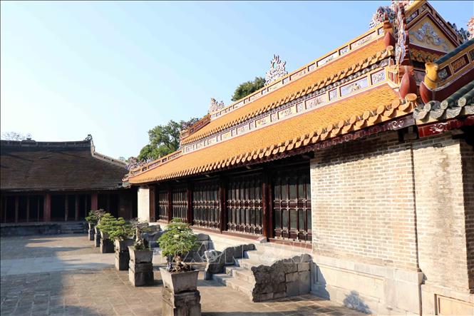 Trong ảnh: Khu vực tẩm điện là nơi vua Tự Đức khi còn sống thường lui tới nghỉ ngơi. Ảnh: Đỗ Trưởng-TTXVN