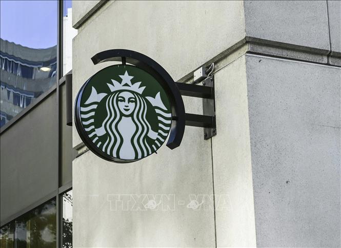 Trong ảnh: Biểu tượng Starbucks tại một cửa hàng ở Washington, DC, Mỹ. Ảnh: AFP/ TTXVN