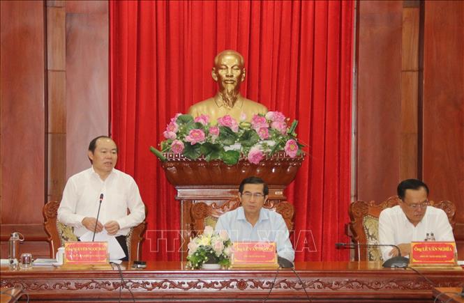 Trong ảnh: Chủ tịch Liên minh Hợp tác xã Việt Nam Nguyễn Ngọc Bảo phát biểu tại buổi làm việc. Ảnh: Nam Thái - TTXVN