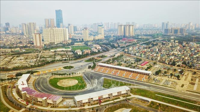 Photo: A panorama of F1 race tracks in Hanoi. VNA Photo: Thành Đạt