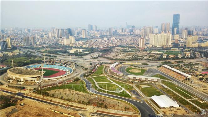 Photo: A panorama of F1 race tracks in Hanoi. VNA Photo: Thành Đạt