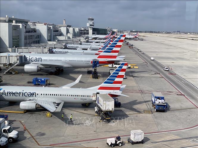Trong ảnh: Máy bay của hãng hàng không American Airlines tại sân bay quốc tế Miami, bang Florida, Mỹ ngày 3/3/2020. Ảnh: AFP/TTXVN