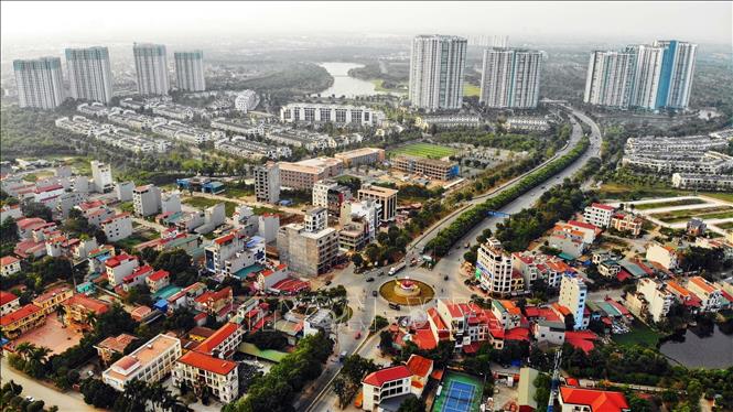 Trong ảnh: Trung tâm huyện Văn Giang - huyện có hạ tầng đô thị tăng trưởng nhanh của tỉnh. Ảnh: Danh Lam – TTXVN