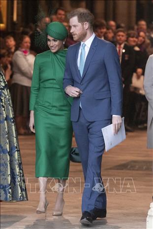 Trong ảnh: Hoàng tử Anh Harry và nữ Công tước Meghan dự một sự kiện ở London, Anh ngày 9/3/2020. Ảnh: THX/TTXVN