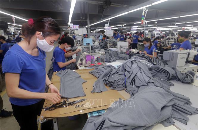 Trong ảnh: May quần áo xuất khẩu tại Chi nhánh May Đại Từ. Ảnh: Trần Việt – TTXVN