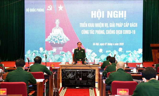 Trong ảnh: Thượng tướng Trần Đơn, Thứ trưởng Bộ Quốc phòng, Trưởng ban Chỉ đạo Bộ Quốc phòng chủ trì cuộc họp. Ảnh: Dương Giang - TTXVN