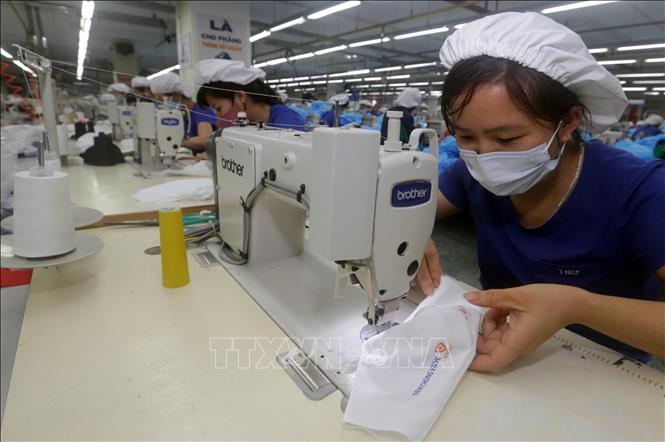 Photo: Making nano cloth masks for exports at TNG Investment and Trading Joint Stock Company. VNA Photo: Trần Việt  