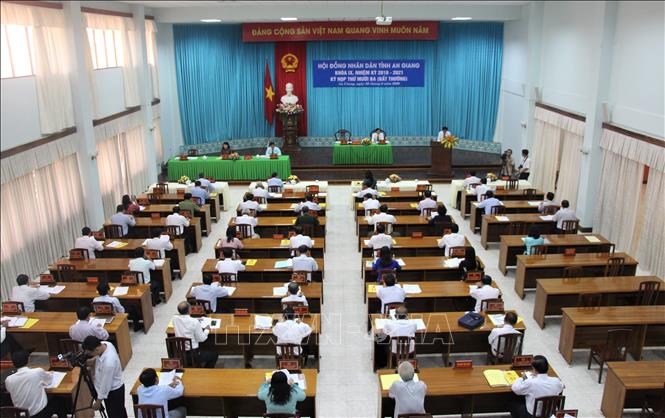 Trong ảnh: Quang cảnh kỳ họp thứ 13, HĐND tỉnh An Giang khóa IX, nhiệm kỳ 2018-2021. Ảnh: Thanh Sang - TTXVN