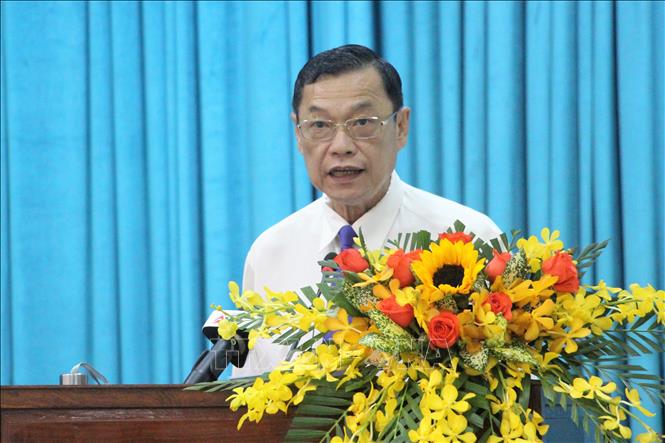 Trong ảnh: Ông Võ Anh Kiệt, Chủ tịch HĐND tỉnh An Giang phát biểu bế mạc kỳ họp. Ảnh: Thanh Sang - TTXVN