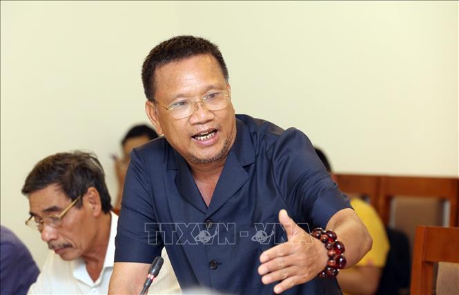 Trong ảnh: Đại diện đơn vị thi công phát biểu tại cuộc họp Đánh giá nghiên cứu. Ảnh: Anh Tuấn – TTXVN
