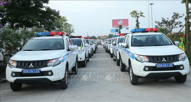 Trong ảnh: Lực lượng Cảnh sát giao thông của Cục Cảnh sát giao thông, Bộ Công an ra quân. Ảnh: Doãn Tấn - TTXVN