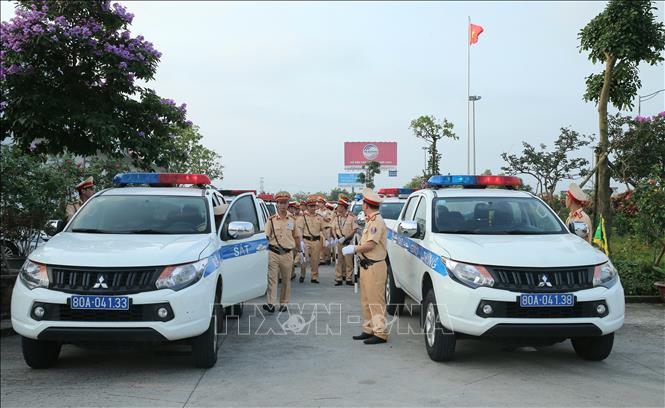 Trong ảnh: Lực lượng Cảnh sát giao thông của Cục Cảnh sát giao thông, Bộ Công an ra quân. Ảnh: Doãn Tấn - TTXVN