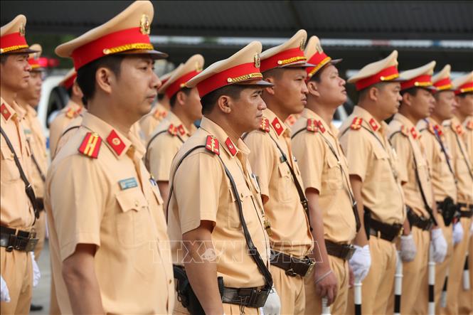 Trong ảnh: Lực lượng Cảnh sát giao thông của Cục Cảnh sát giao thông, Bộ Công an tổ chức Lễ ra quân. Ảnh: Doãn Tấn - TTXVN