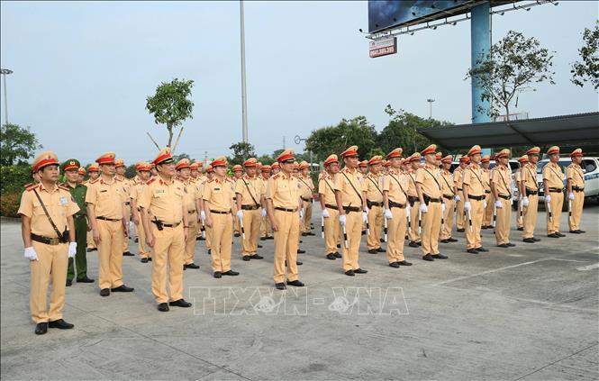 Trong ảnh: Lực lượng Cảnh sát giao thông của Cục Cảnh sát giao thông, Bộ Công an tổ chức Lễ ra quân. Ảnh: Doãn Tấn - TTXVN