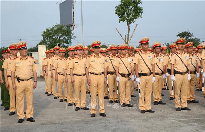 Trong ảnh: Lực lượng Cảnh sát giao thông của Cục Cảnh sát giao thông, Bộ Công an tổ chức Lễ ra quân. Ảnh: Doãn Tấn - TTXVN