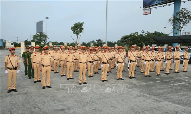 Trong ảnh: Lực lượng Cảnh sát giao thông của Cục Cảnh sát giao thông, Bộ Công an tổ chức Lễ ra quân. Ảnh: Doãn Tấn - TTXVN