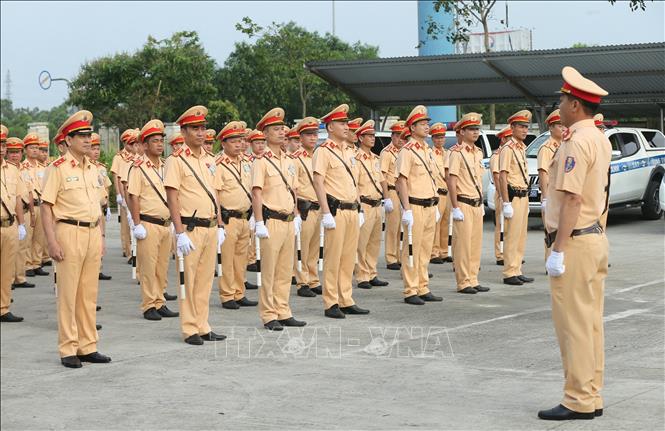 Trong ảnh: Lực lượng Cảnh sát giao thông của Cục Cảnh sát giao thông, Bộ Công an tổ chức Lễ ra quân. Ảnh: Doãn Tấn - TTXVN