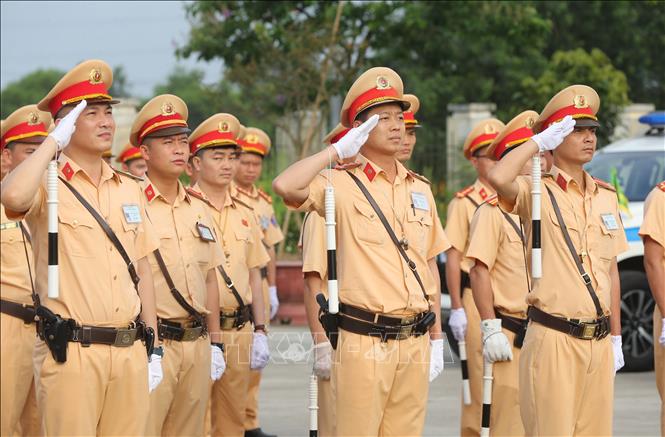 Trong ảnh: Lực lượng Cảnh sát giao thông của Cục Cảnh sát giao thông, Bộ Công an tổ chức Lễ ra quân. Ảnh: Doãn Tấn - TTXVN